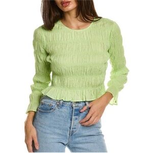 Frame Denim Ruched Long Sleeve Blouse Top